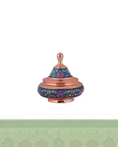قندان مس و پرداز مدل بشقاب پرنده کوچک