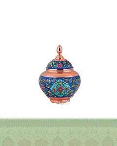 قندان مس و پرداز مدل سیبی 22 سانتی
