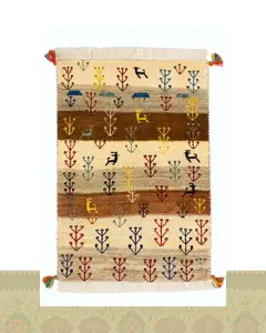 گبه دستباف قشقایی راه راه اعلا  پادری کد 2425 (91 در 62)