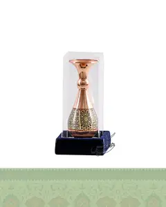گلدان مس و خاتم 16 سانتی جعبه پلکسی شفاف