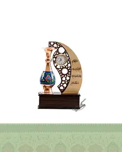 تندیس ساعت دار گلدان مس و پرداز