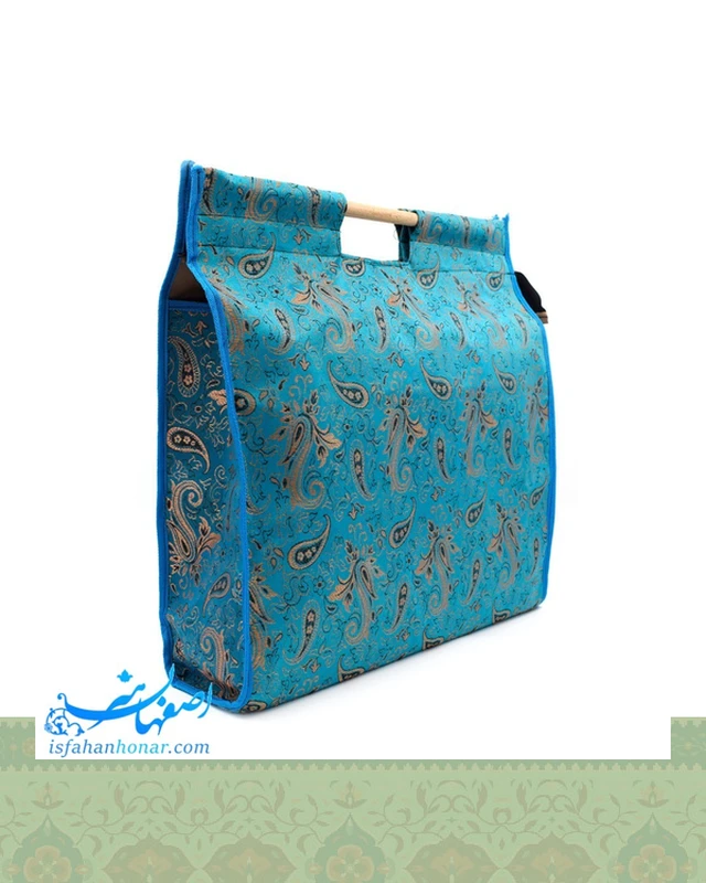 ساک ترمه فیروزه ای 50 سانتیمتری دسته چوبی
