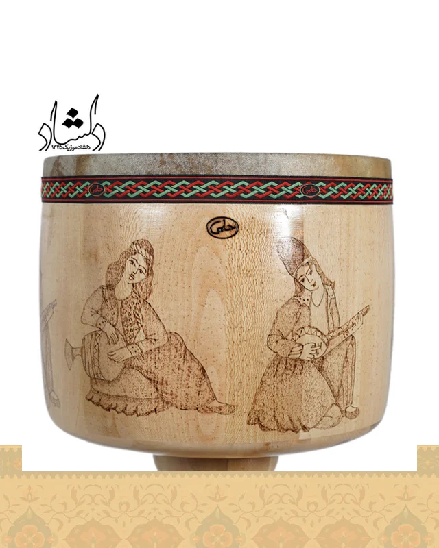 خرید تنبک حلمی سوخته کاری دهانه 27 طرح 3 از ایران