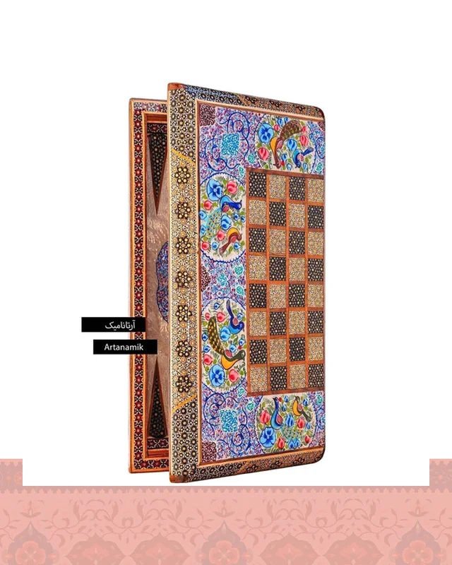خرید تخته نرد خاتم کاری شده لبگرد طرح گل و مرغ  در اروپا و آمریکا