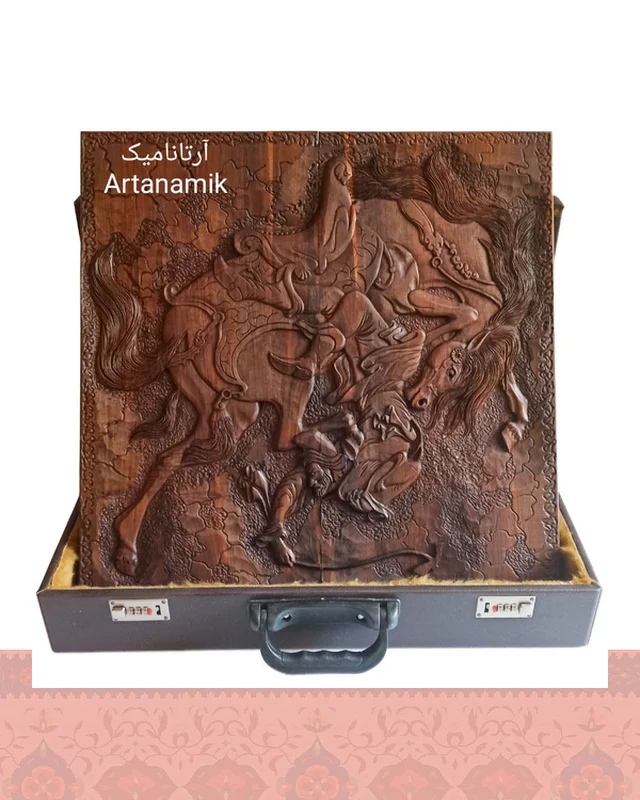 ارسال و فروش تخته نرد منبت طرح چوگان افتاده (60 سانتی)  در خارج از کشور