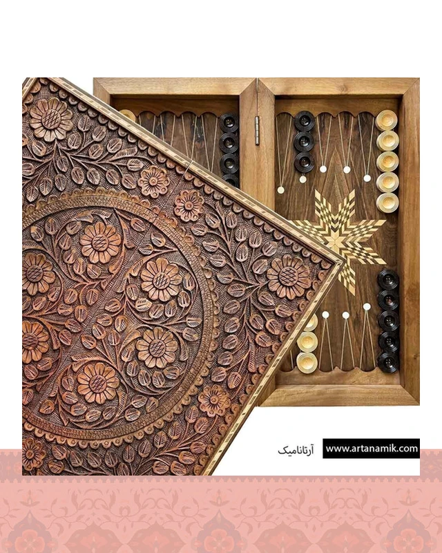 تخته نرد منبت کاری شده طرح گلستان - بدون کیف