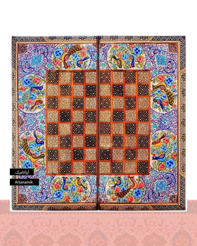قیمت تخته نرد خاتم کاری شده لبگرد طرح گل و مرغ  در اروپا و آمریکا