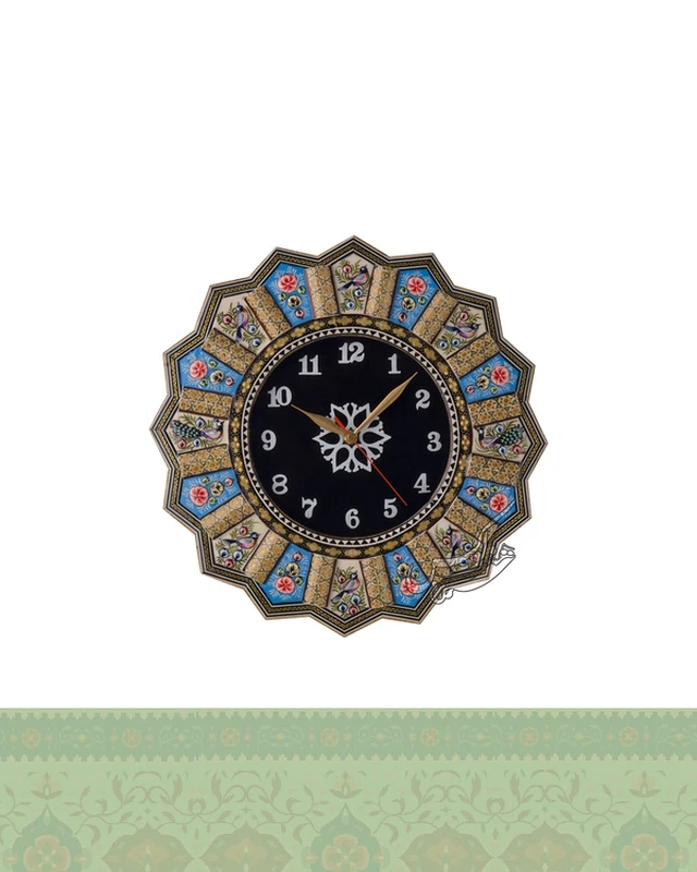 ساعت خاتم کاری گل و مرغ طرح جیر - سایز 20