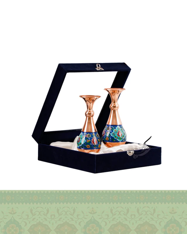 ست هدیه لوکس جفت گلدان 20 مس و پرداز