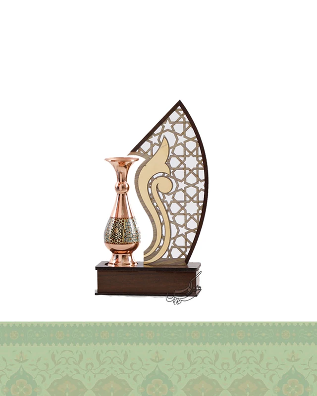 تندیس گلدان مس و خاتم 16 طرح صبا