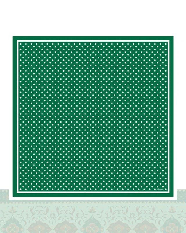 دستمال سر و گردن طرح خال‌خالی ریز زمینه سبز - 50x50 سانتیمترمربع